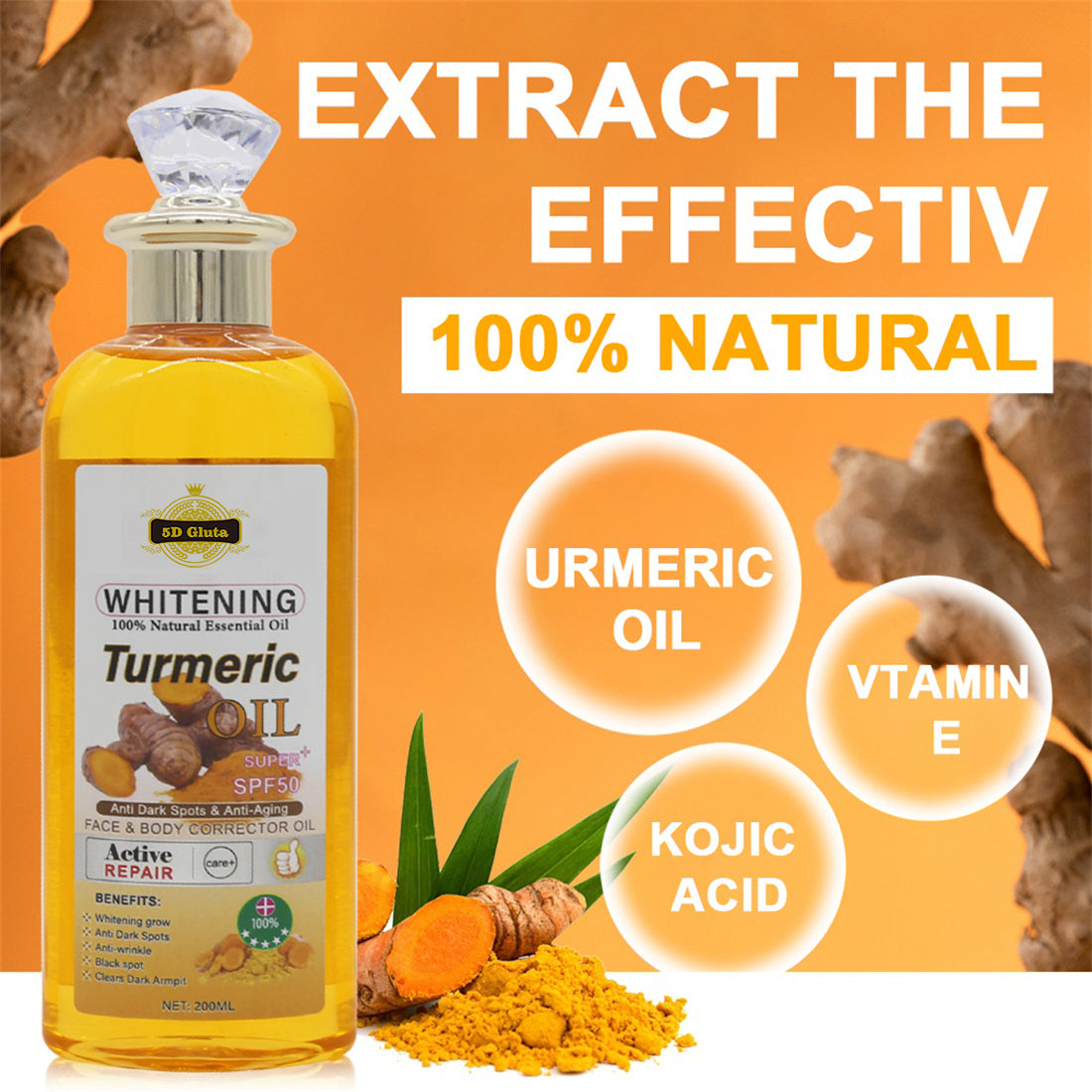 5D Gluta Naturally Extracted Turmeric Skin Oil