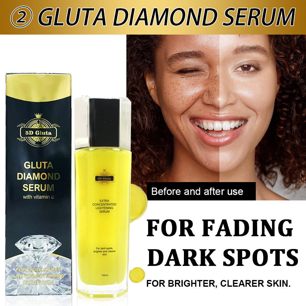 5D Gluta Whitening Skincare Set Contains Lotion Face Cream Spray Soap Stay Flawless Glowing for African Skin