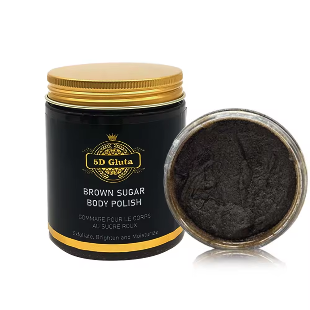 5D Gluta Caramel Body Scrub exfoliates, brightens, and nourishes skin with natural oils