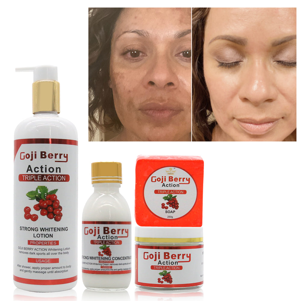 Bayas de Goji, juego de cuidado de la piel brillante, blanqueamiento Natural, productos para el cuidado de la piel no irritantes para pieles oscuras
