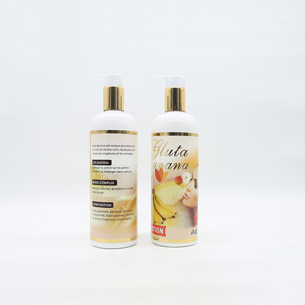 Smooth, creamy texture of Gluta Banana Brightening Body Lotion for soft, hydrated skin