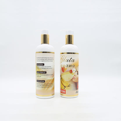 Smooth, creamy texture of Gluta Banana Brightening Body Lotion for soft, hydrated skin