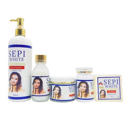 sepi white whitening skin care set with whitening cream, whitening soap, whitening essence