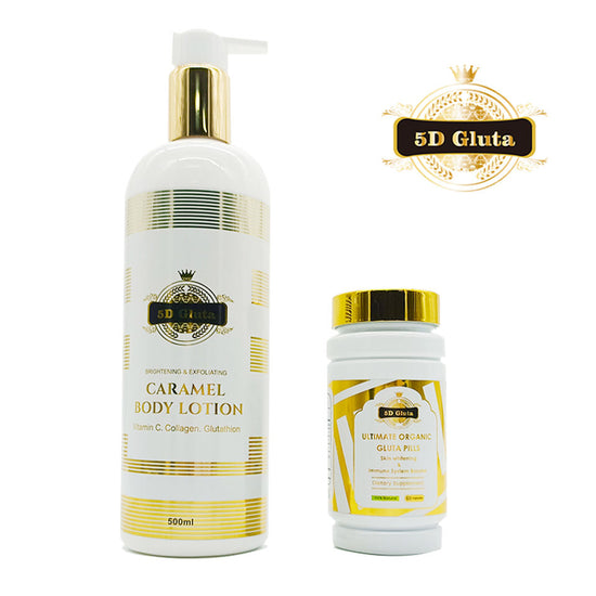 Set de cuidado de la piel 5D Gluta Caramel con loción corporal, cápsulas de esencia, blanqueamiento, glutatión brillante, elimina la pigmentación, melanina