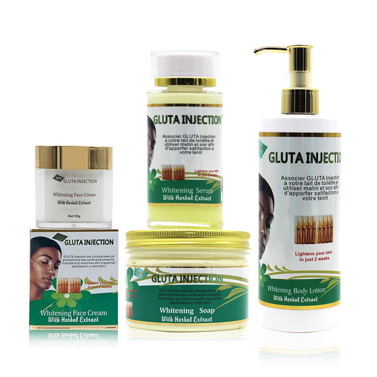 5D Gluta Glutathion lait blanchissant fort avec extrait de plantes ensemble de soins de la peau pour éclaircir la peau noire soins de la peau 4 pièces ensembles