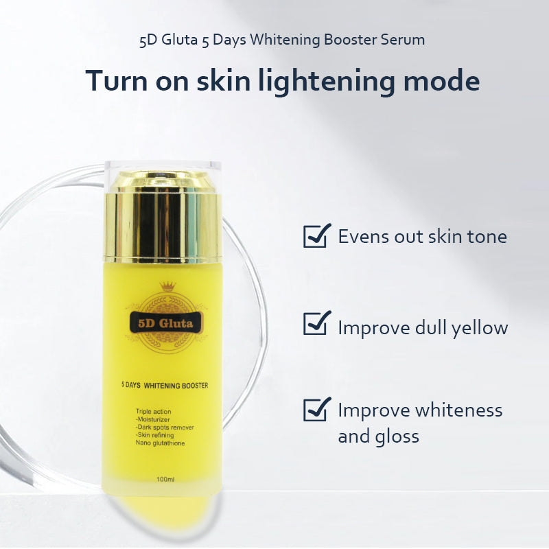 5D Gluta Whitening Yellow Booster Serum 100ml for Hydrating Removing Dark Spots Restores a Clearer More Radiant Even Complexion