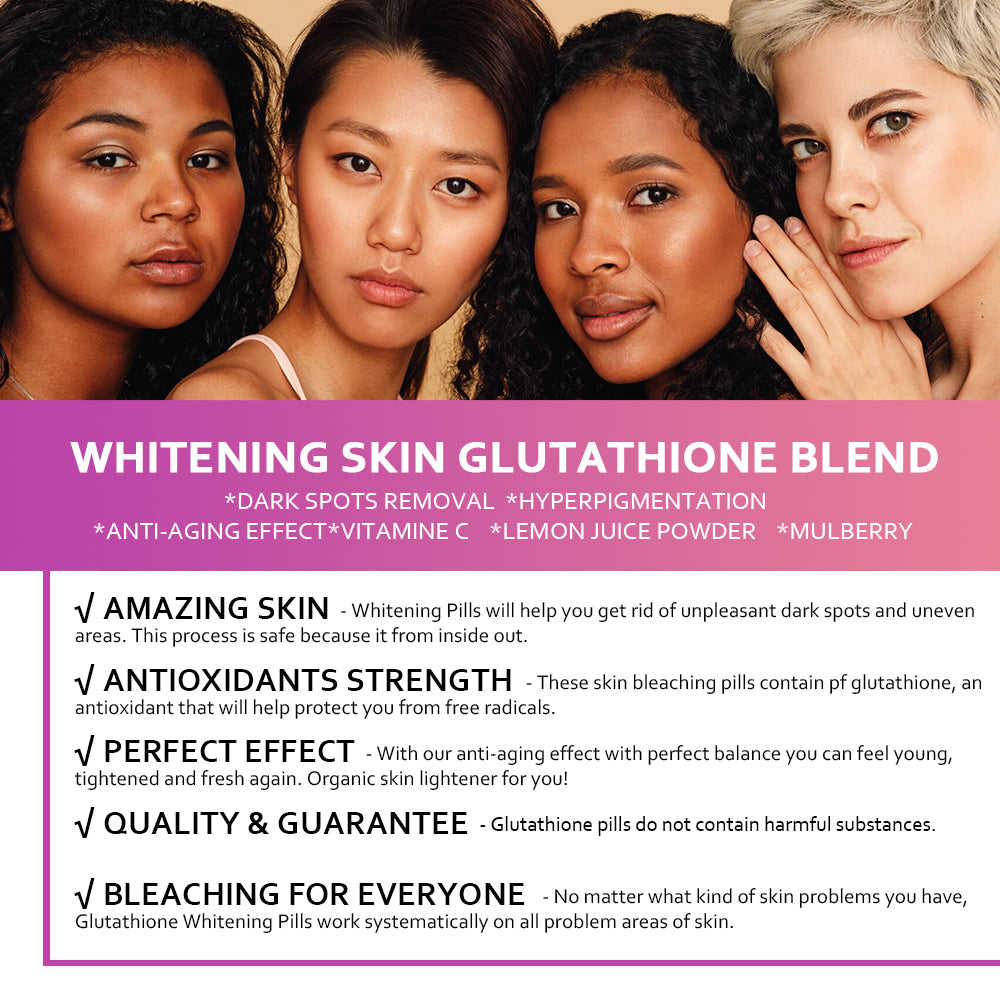 Cápsulas blanqueadoras de la piel con vitamina C y glutatión Eliminan las manchas oscuras Unifica el tono de la piel Piel brillante y clara Productos de belleza y salud