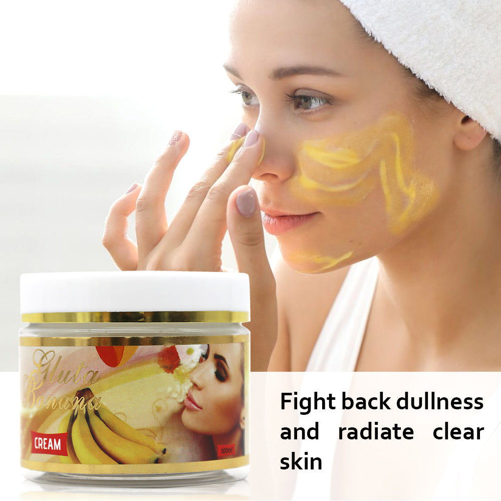 Crema de belleza blanqueadora de plátano con vitamina C AHA, eliminación de manchas oscuras, acné, crema facial hidratante para el cuidado de la piel oscura