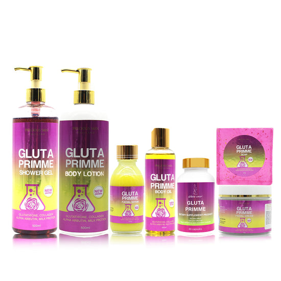 Set de cuidado de la piel blanqueador 5D Gluta Primme para iluminar y antienvejecimiento