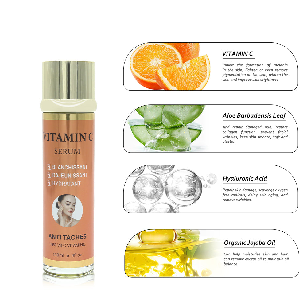 Extrait concentré de vitamine C pour le blanchiment du visage, hydratant, Anti-taches, améliore les rides, rajeunit, soins de base pour la peau