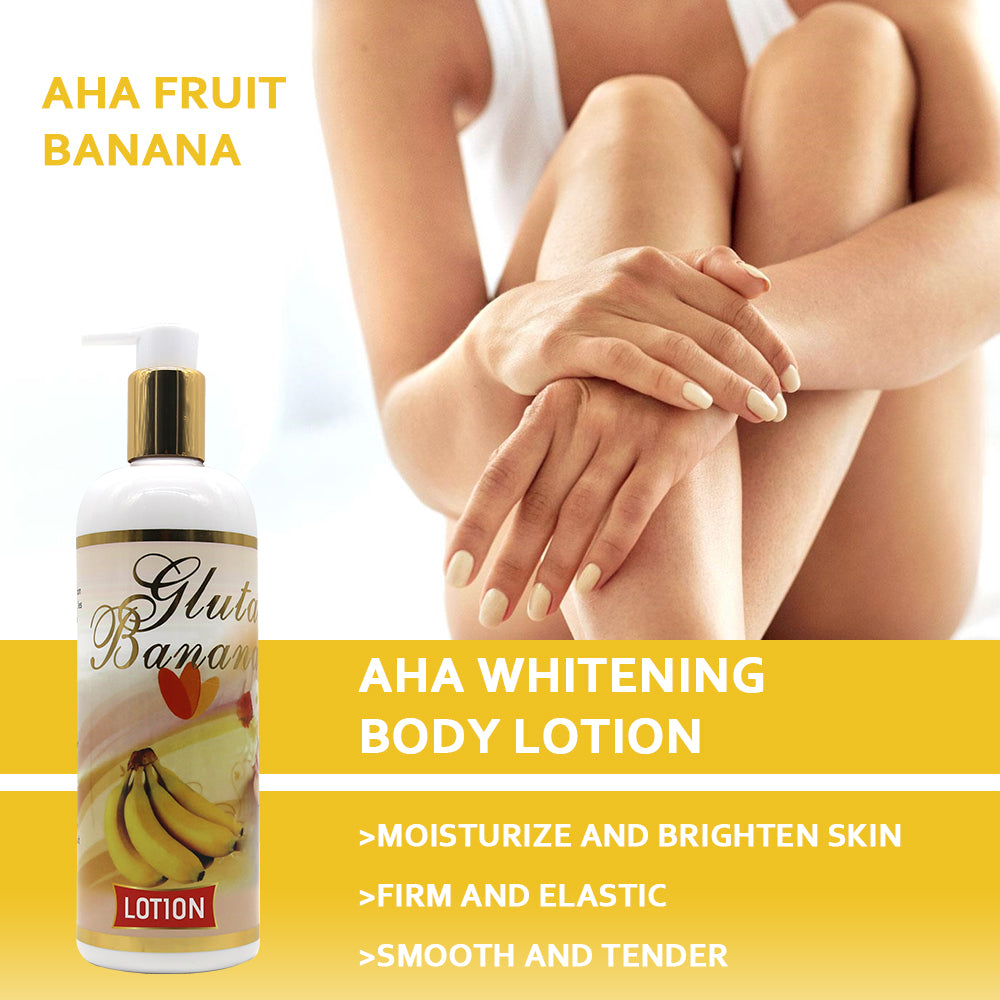 5D Gluta Banana Essence Whitening Moisturizing Skin Care Set with Brightening Body Lotion For Dark Skin Leaves Skin Smooth Soft