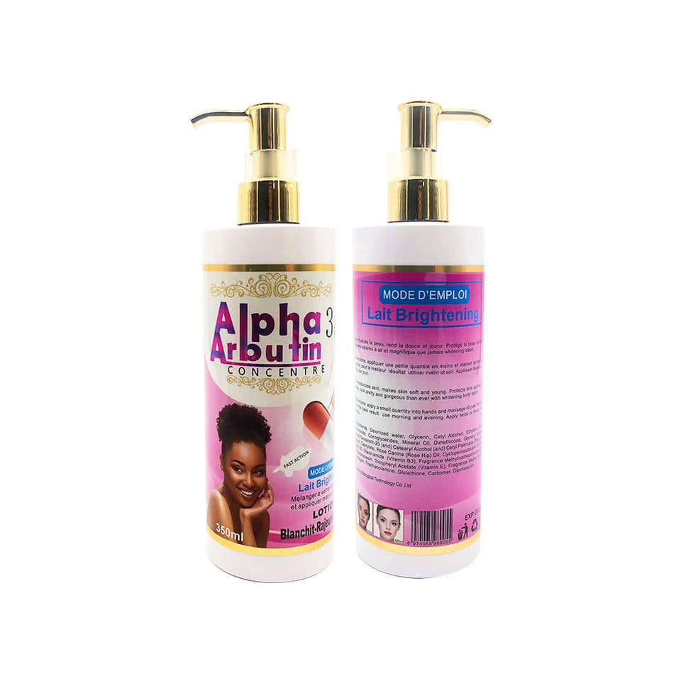 Loción corporal iluminadora de 350 ml que elimina la opacidad de la piel, mejora el brillo de la piel, loción blanqueadora e hidratante Alpha Arbutina para el cuidado de la piel