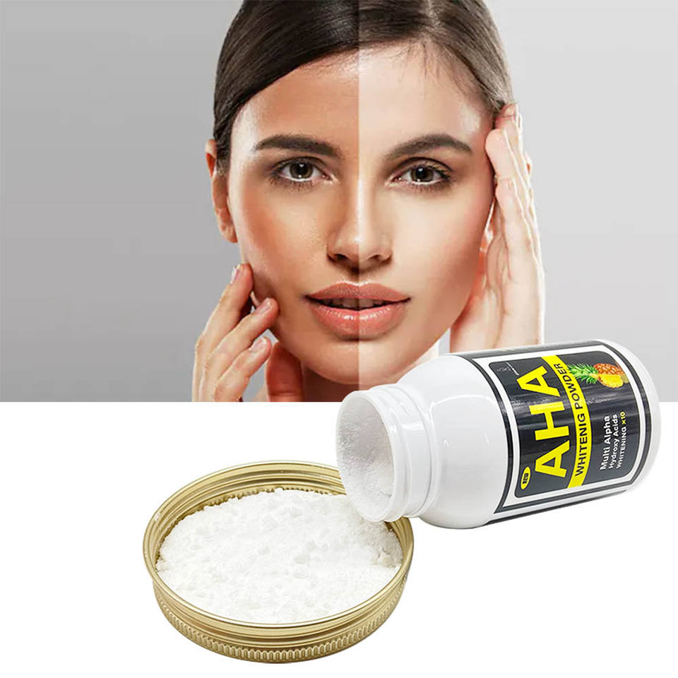 AHA arbutine poudre Super blanchissante pour les femmes noires blanchiment de la peau traitement de l'acné mélange éclaircissant avec sérum ou Lotion en poudre